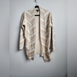 RW&Co. Tan and White Chevron Cardigan